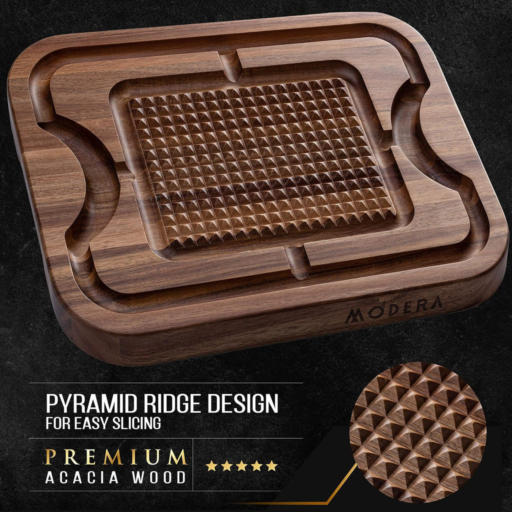 Acacia Wood Cutting Board with Deep Juice Grooves R837