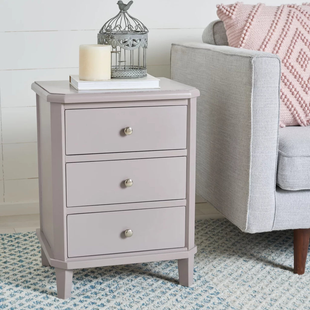 Grey End Table With Storage Drawers T320