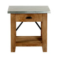 22" Wood and Zinc Metal End Table with Drawer K8473