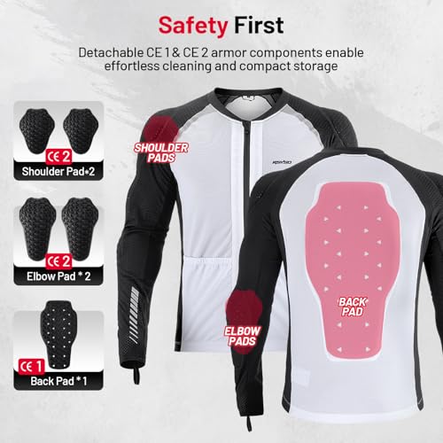Armored Motorcycle Shirt with CE Certified Protective Mesh and Reflective Strips W9346
