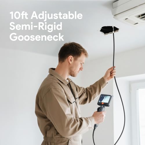 Dual Lens Articulating Endoscope Camera with Lights, 4.5" Screen, 5FT Flexible G457