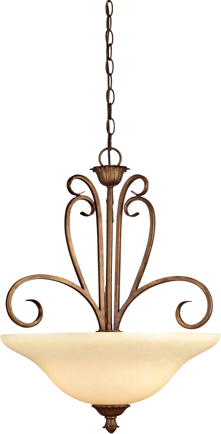 Ebony Gold Finish Three-Light Interior Pendant U1100