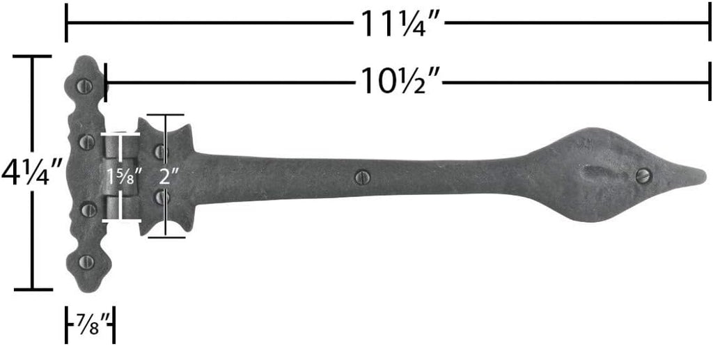Black Wrought Iron Door Hinge 11.25 Long Pack of 4 I46928