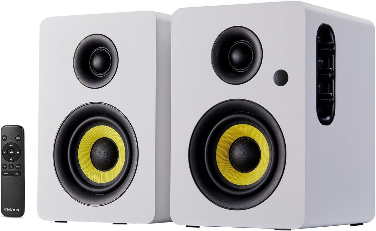 White 60W Bluetooth Bookshelf Speakers (Pair) L514