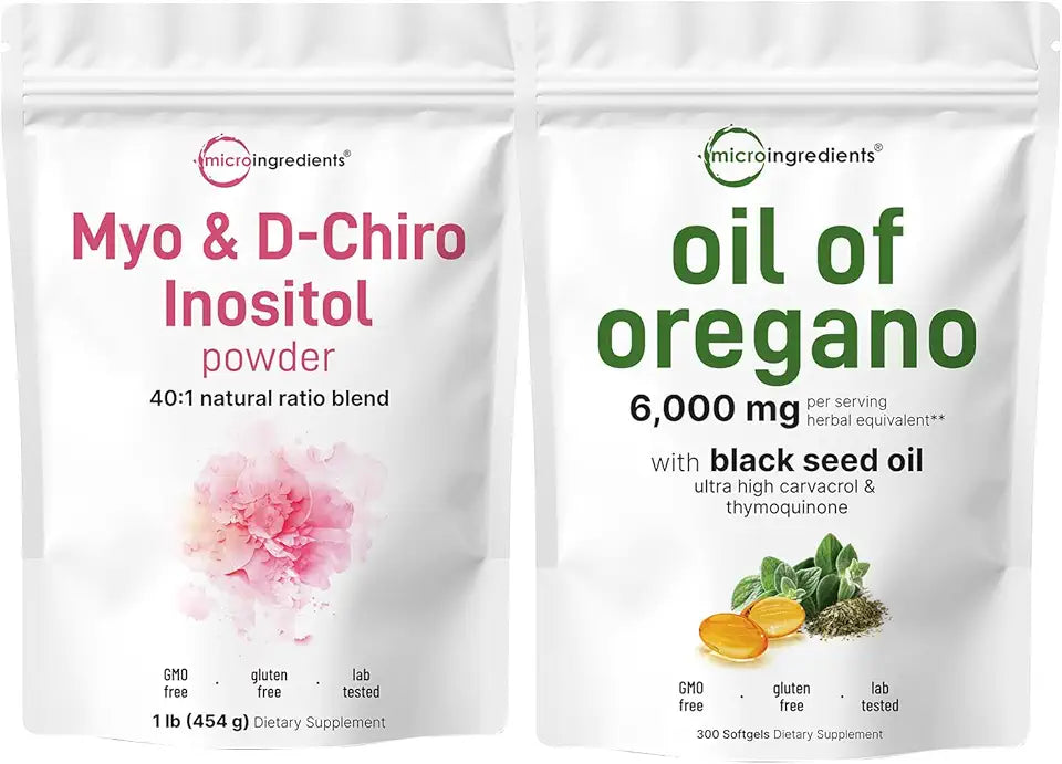 Oil of Oregano Softgels & Myo & D-Chiro Inositol Powder Bundle 2 Pack G6753
