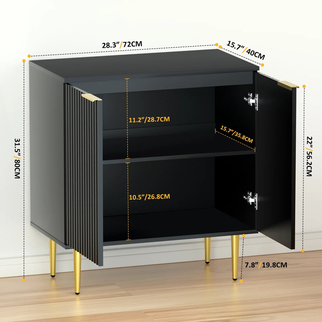 Black Storage Cabinet with Doors and Adjustable Shelves T171794