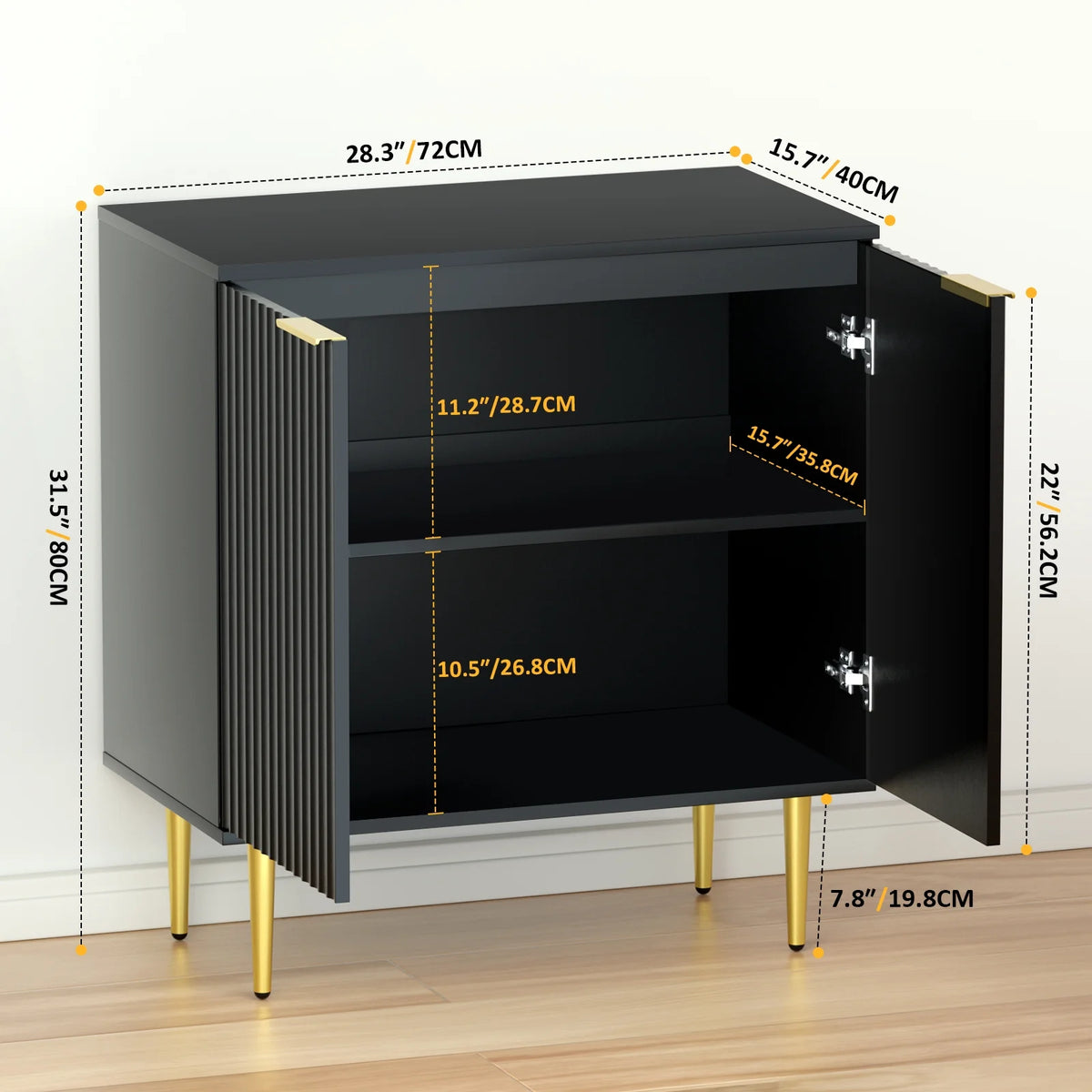 Black Storage Cabinet with Doors and Adjustable Shelves T171794