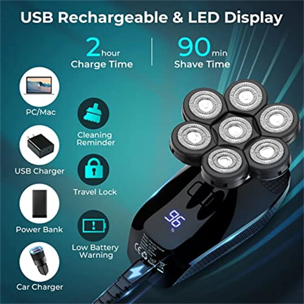 5 in 1 Waterproof Wet/Dry Electric Head Shaver L321971