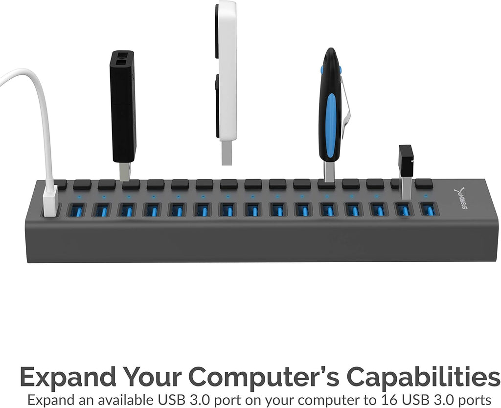 16-Port USB 3.0 Data Hub and Charger with Individual Switches S189