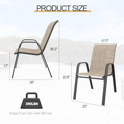 Patio Dining Chairs Set of 4 Stackable Textilene Fabric Rustproof Metal Frame B875419