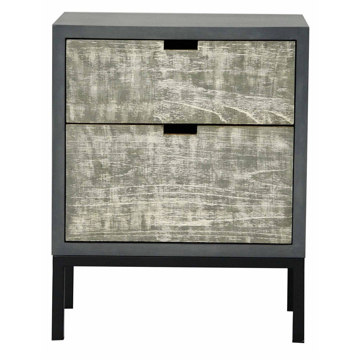 Distressed Gray Iron Accent Cabinet with 2 Wood Drawers X65545
