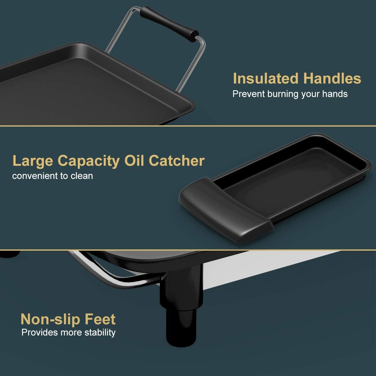35 Electric Teppanyaki Table Top Grill Griddle, Nonstick Extra Large Griddle Z157144