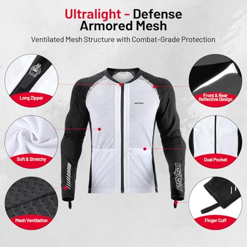 Armored Motorcycle Shirt with CE Certified Protective Mesh and Reflective Strips W9346