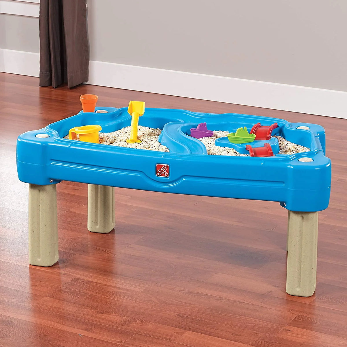 Blue Plastic Sandbox and Water Table with Cover and Umbrella C485