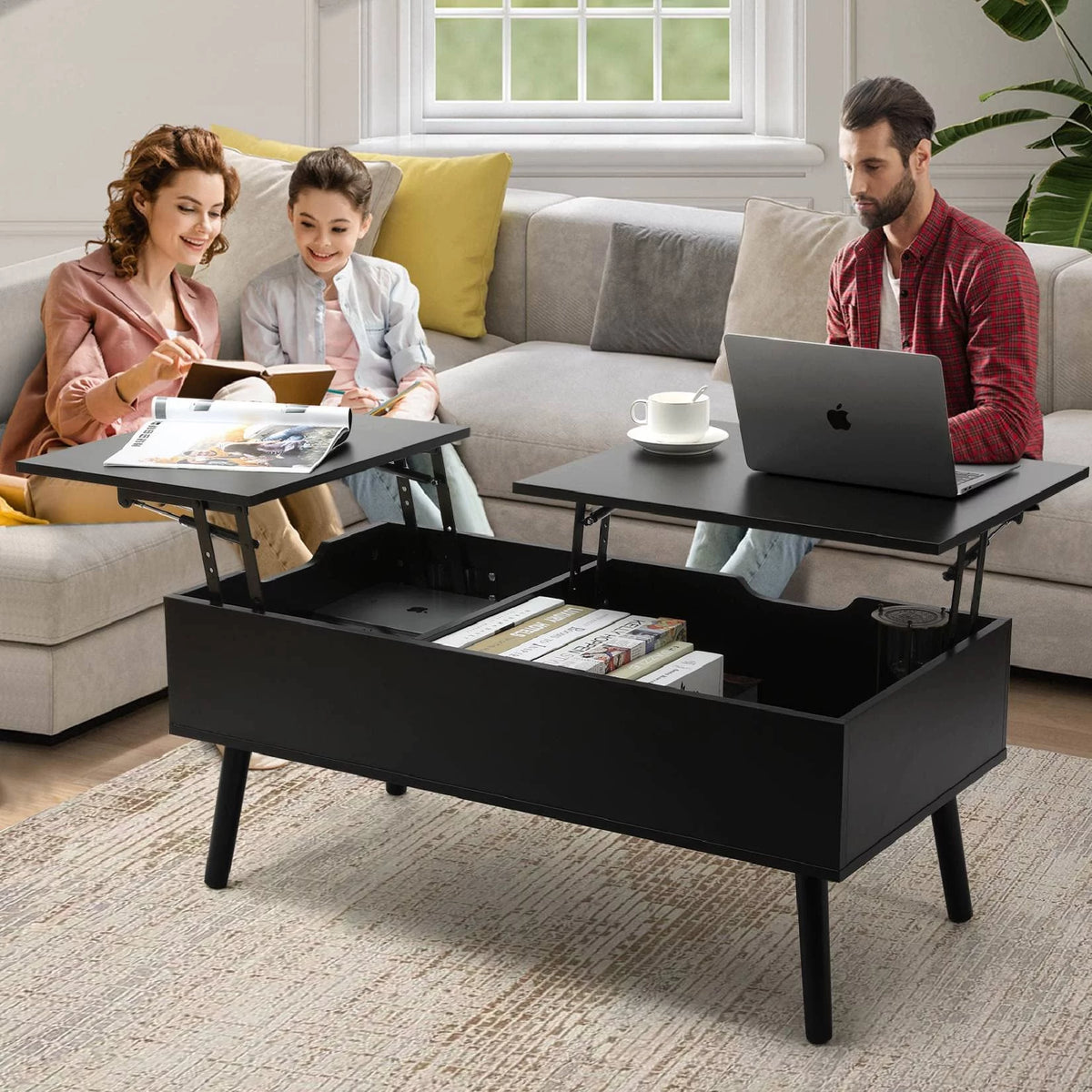 Black Lift Top Coffee Table with Storage D60731