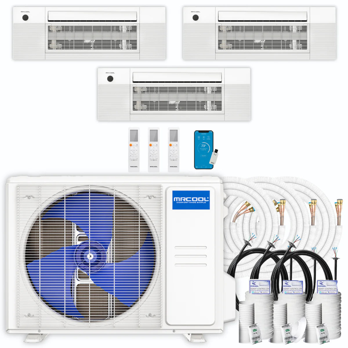 36,000 BTU 3 Zone Ceiling Cassette Ductless Air Conditioner and Heat Pump B4253