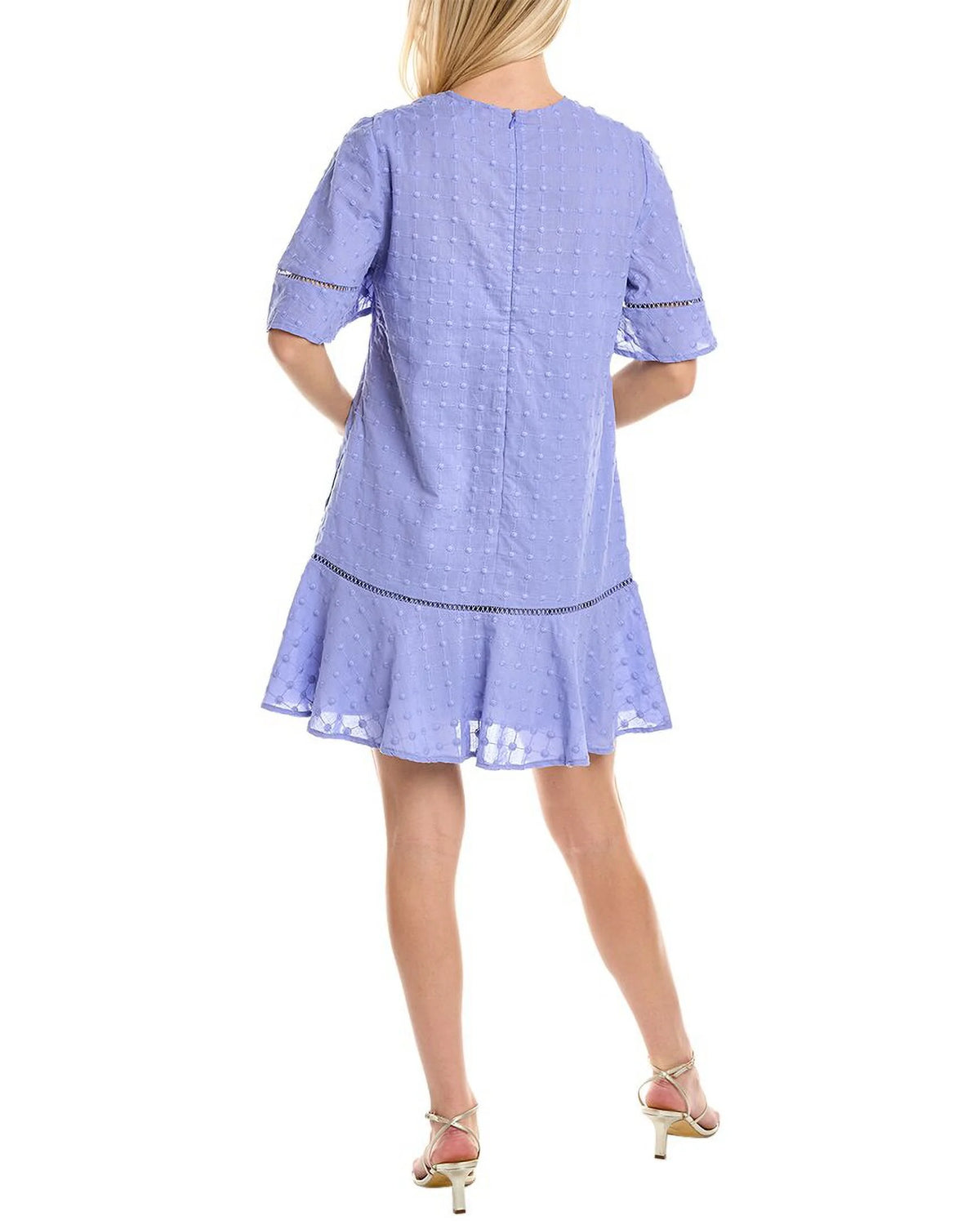 Blue Dotted Flounce Hem Mini Dress T2303