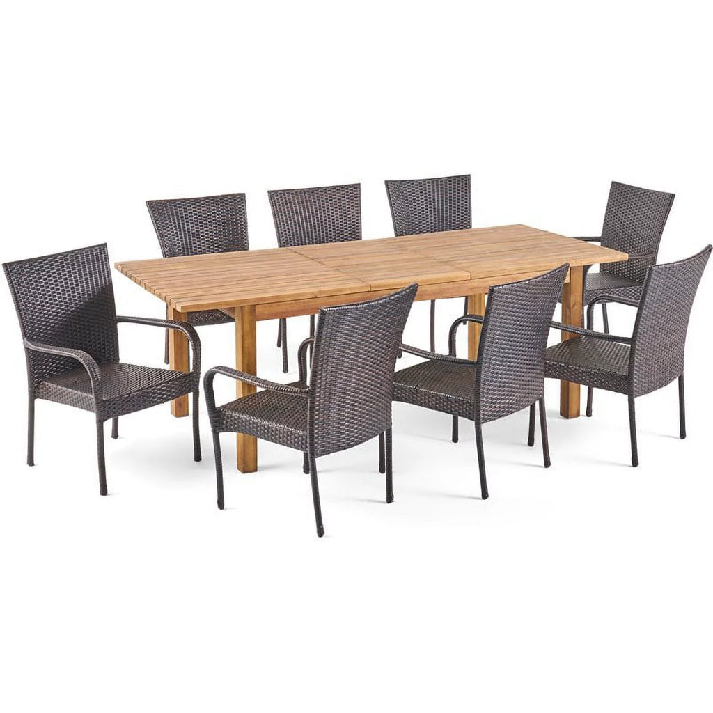 9 Piece Wooden Patio Dining Set Q6672