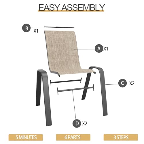 Patio Dining Chairs Set of 4 Stackable Textilene Fabric Rustproof Metal Frame B875419