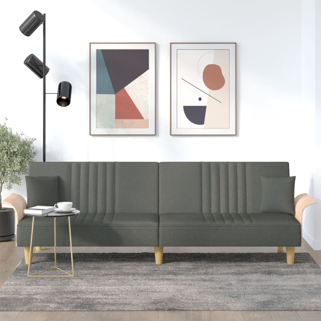 Dark Gray Fabric Sofa Bed with Armrests K309