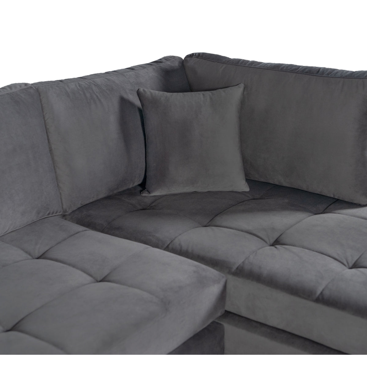 Gray Velvet U Shape Sectional Couch Y3506
