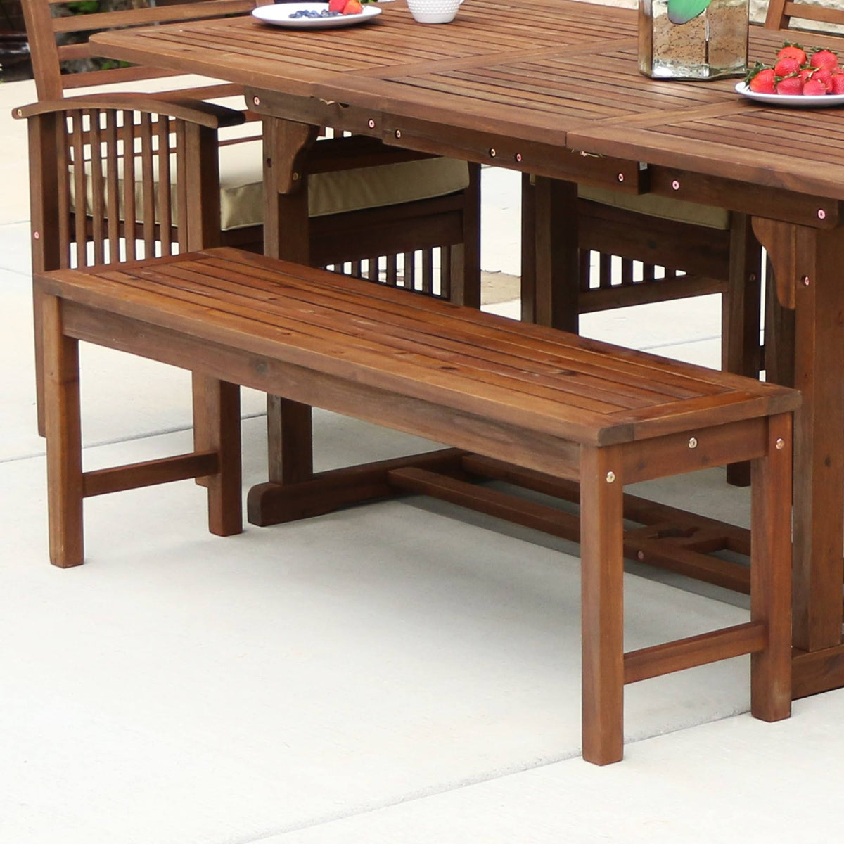 Dark Brown Acacia Wood Patio Bench G4794