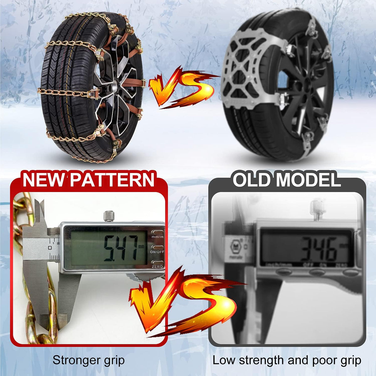 12 pcs Tire Chains for Cars with Adjustable Lock O996