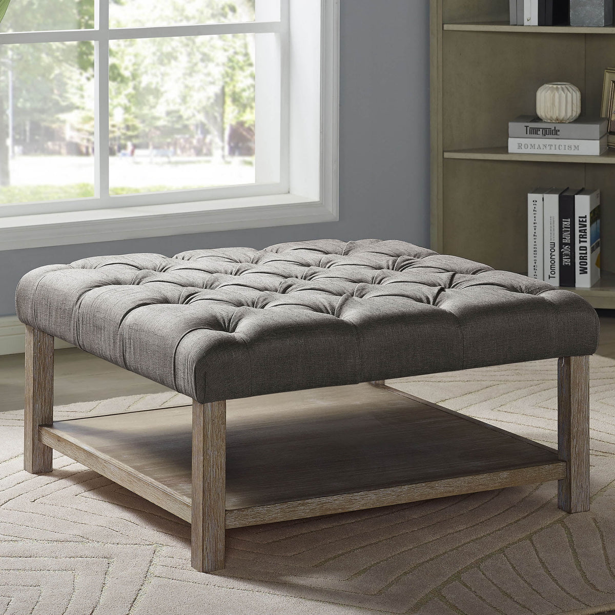 Light Gray Coffee Ottoman D11254