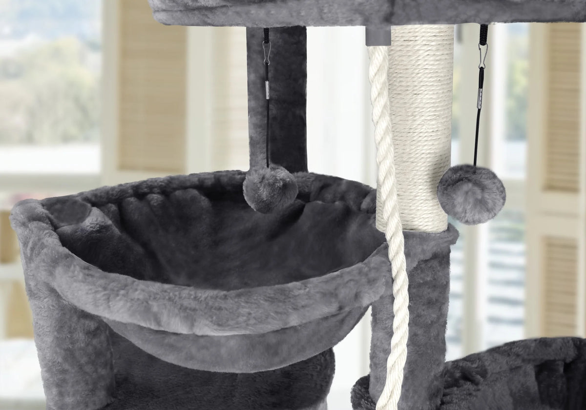 Grey Cat Tree with Scratching Posts and Hammocks S89537