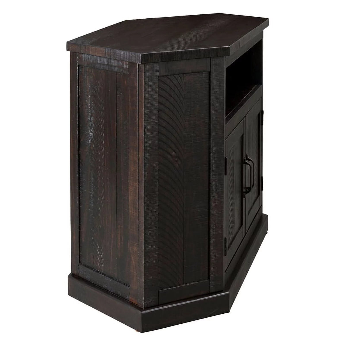 Rustic Wooden Corner TV Stand with 2 Door Cabinet Q770691