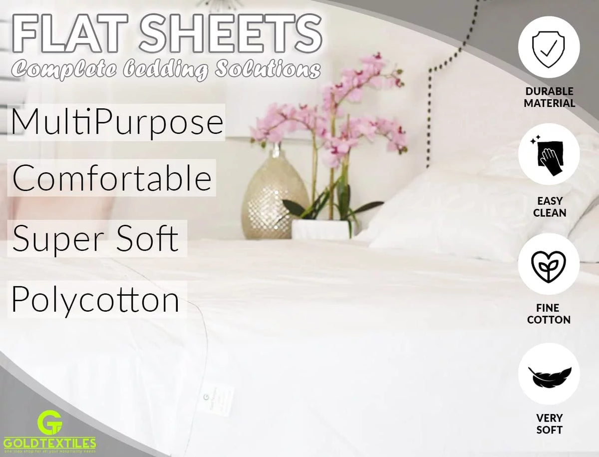 Twin Flat Sheet 66X108 inches Pack of 24 Bright White Cotton Rich H5119