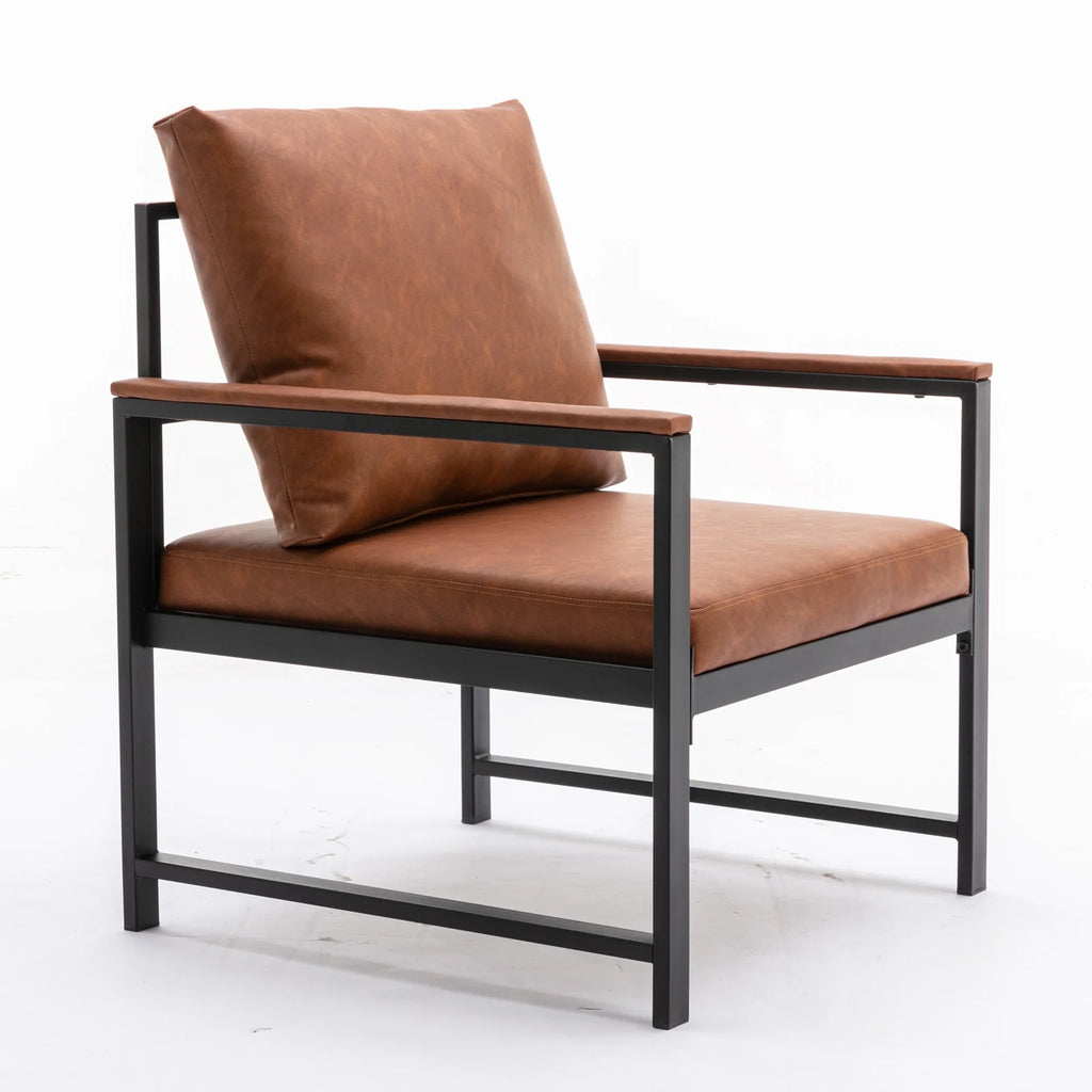 Orange Faux Leather Accent Chair with Black Metal Frame Q420523