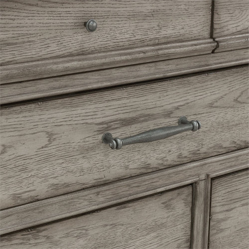 10 Drawer Wood Dresser + Mirror in Gray V905