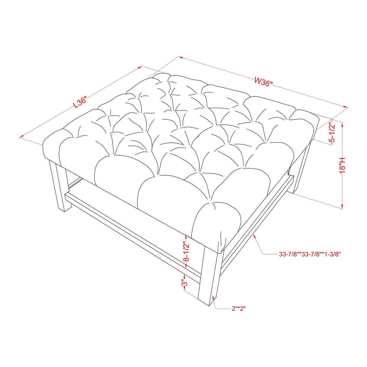 Light Gray Coffee Ottoman D11254