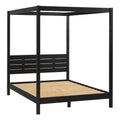 Solid Wood Queen Canopy Bed - Black Q1394