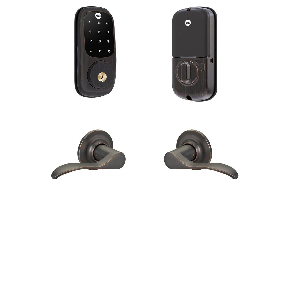 Connected by August Assure Lock Touchscreen Deadbolt with Passage Norwood Levers X782
