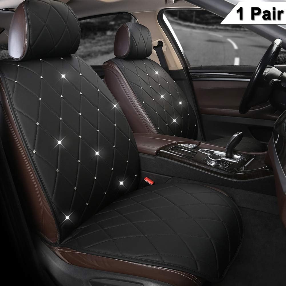 Black Velvet Front Car Seat Cover Protector with Rhinestone D8206