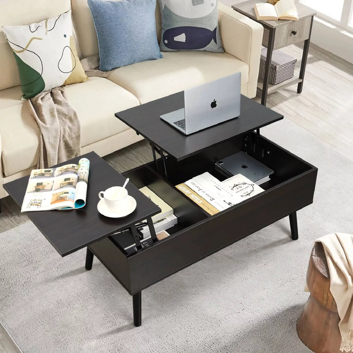 Black Lift Top Coffee Table with Storage D60731