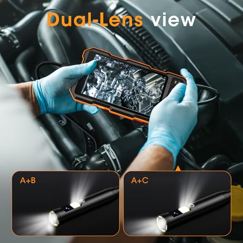 Triple Lens Sewer Inspection Camera with Light 50 ft, 5" IPS Screen 1080P Industrial Borescope, IP67 Waterproof Q701