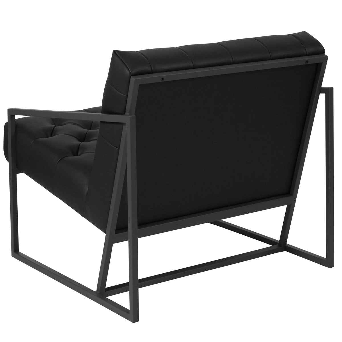 Black Faux Leather Lounge Chair with Dark Gray Metal Frame Z234