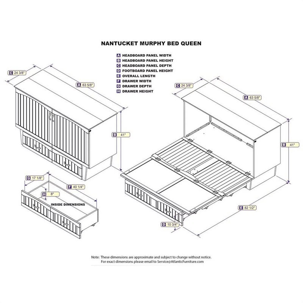 Queen Murphy Bed Chest in Espresso Y207288