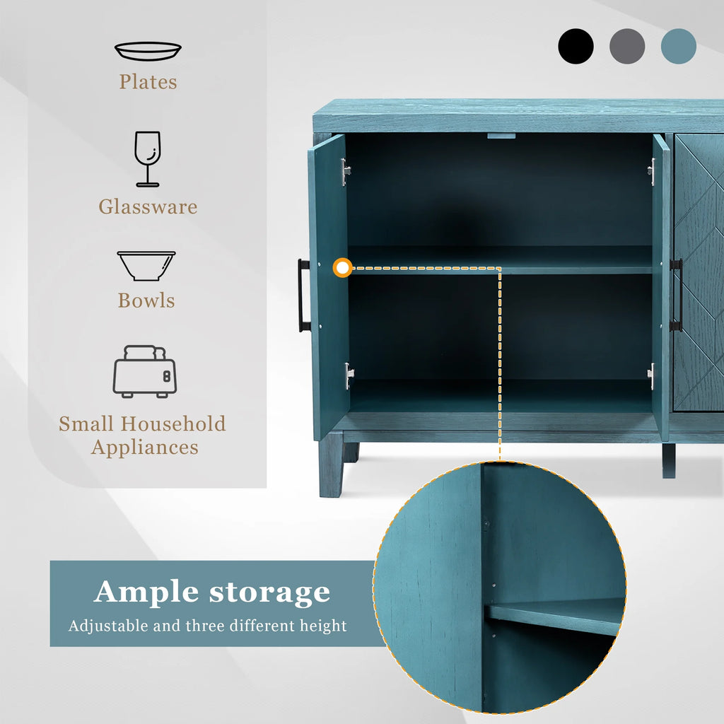4-Door Retro Sideboard with Adjustable Shelves T10491