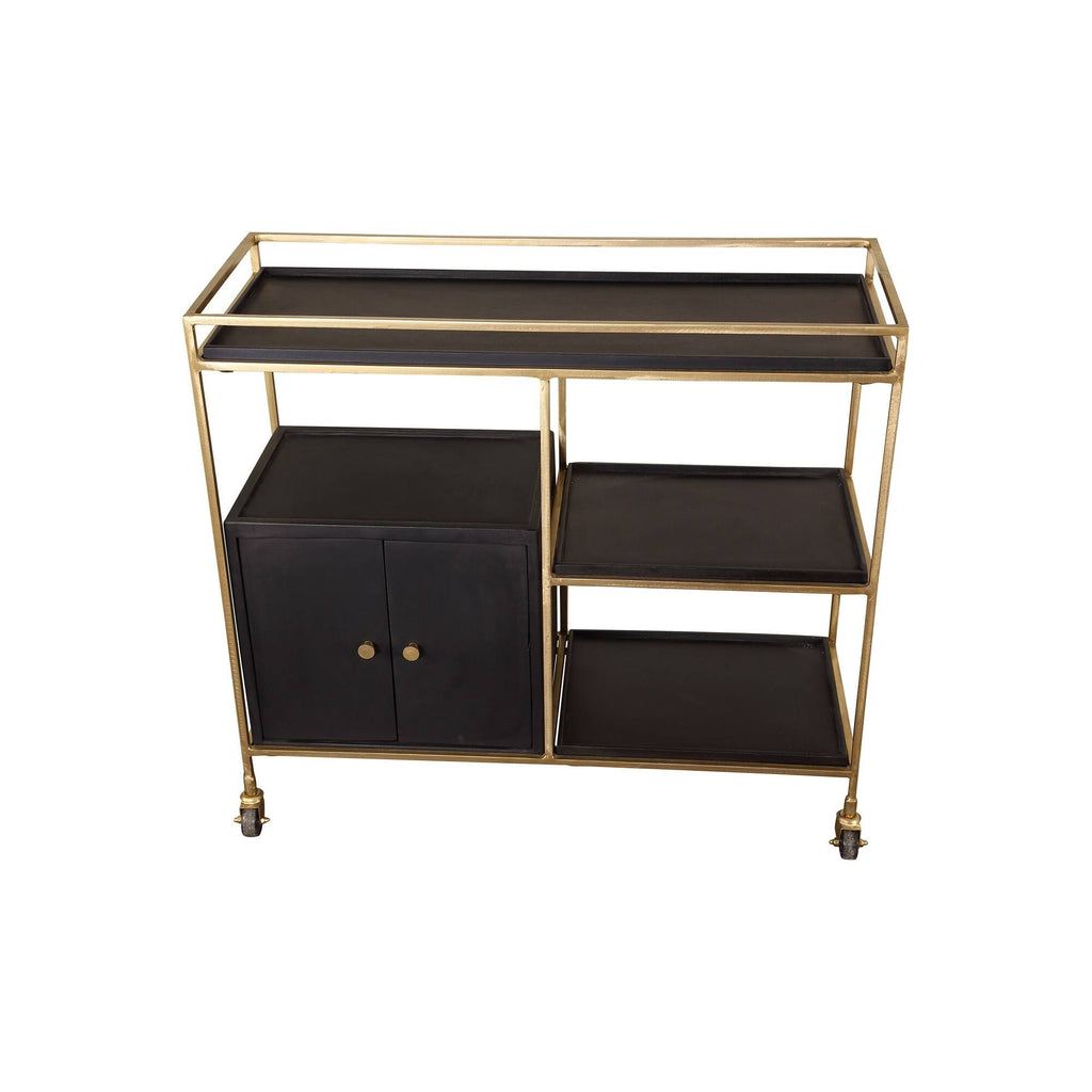 Black 3 Shelf 2 Door Cabinet Bar Cart M574154