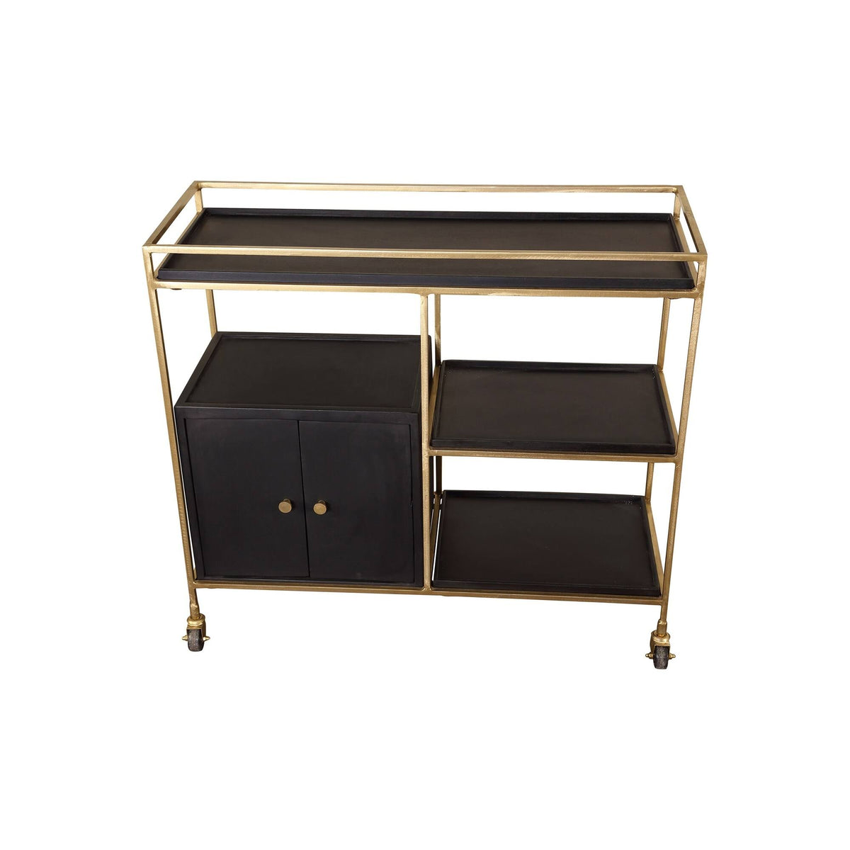 Black 3 Shelf 2 Door Cabinet Bar Cart M574154