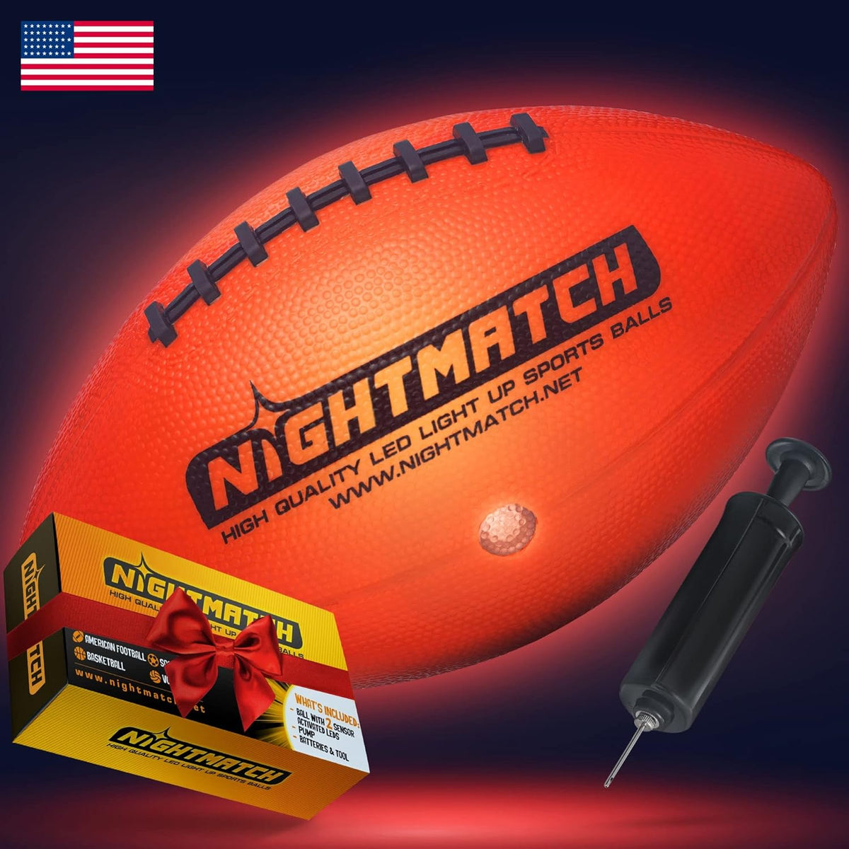 Glow in The Dark LED Football with Two LEDs Pack of 2 E863951