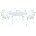 7-Piece Aluminum Outdoor Patio Dining Set with Tempered Glass Table and 6 Stackable Arm Chairs H141303