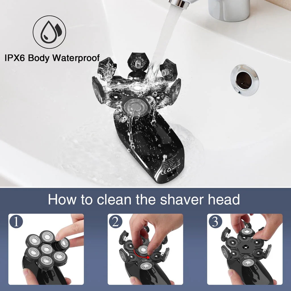 5 in 1 Waterproof Wet/Dry Electric Head Shaver L321971