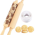Wooden Embossed Rolling Pin with Butterfly Pattern P1246