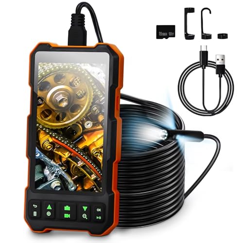 Triple Lens Sewer Inspection Camera with Light 50 ft, 5" IPS Screen 1080P Industrial Borescope, IP67 Waterproof Q701