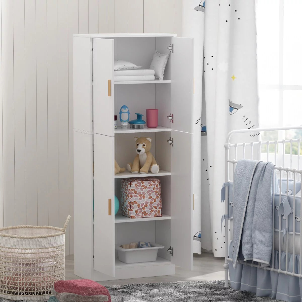 Tall Storage Cabinet with Doors and Adjustable Shelves J182